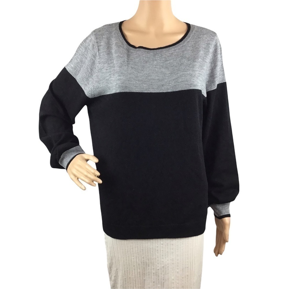 Gramercy 22 Sweater Size L Gray Black Colorblock Long Sleeve Pullover Casual